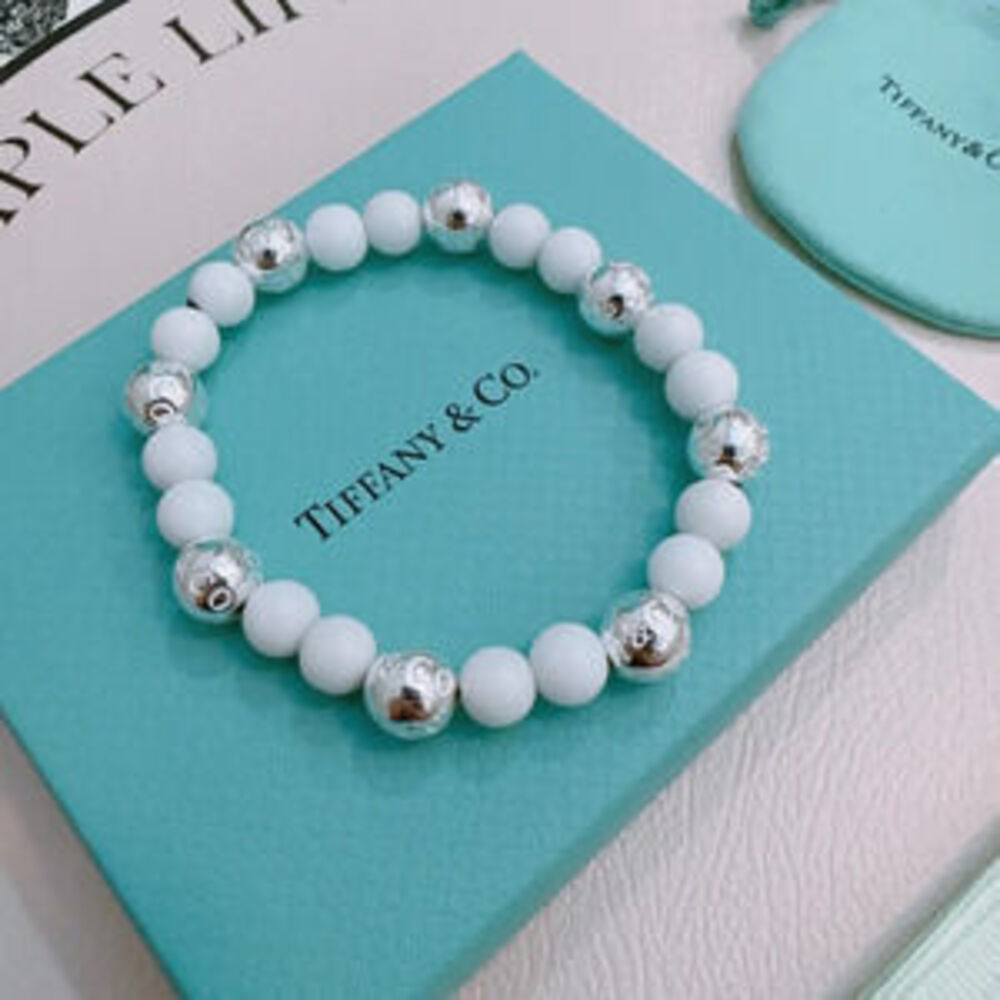 Tiffany & Co. Multi-Element Agate White and Silver Bracelet